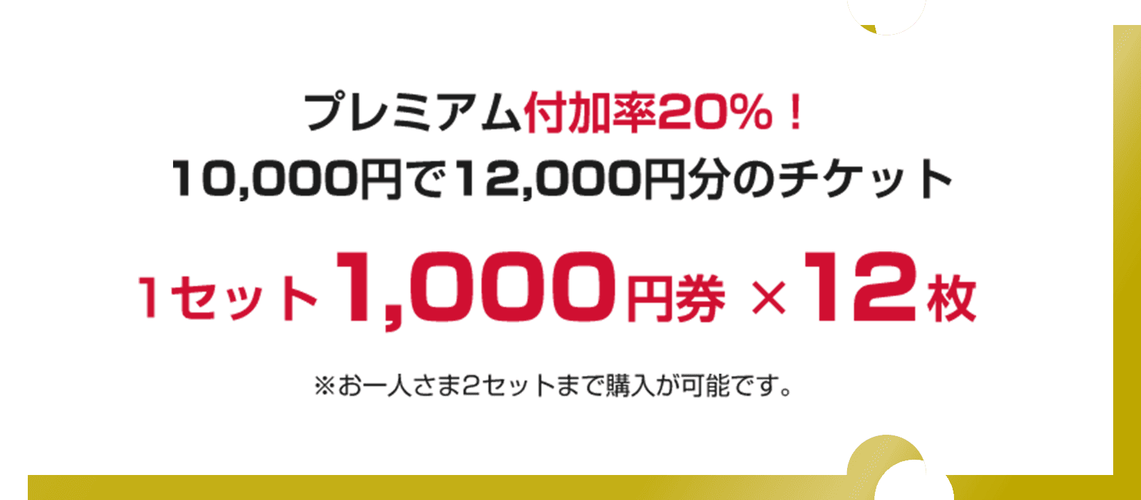 プレミアム割引率20%！10,000円で12,000円分の商品券 1セット1,000円券×12枚